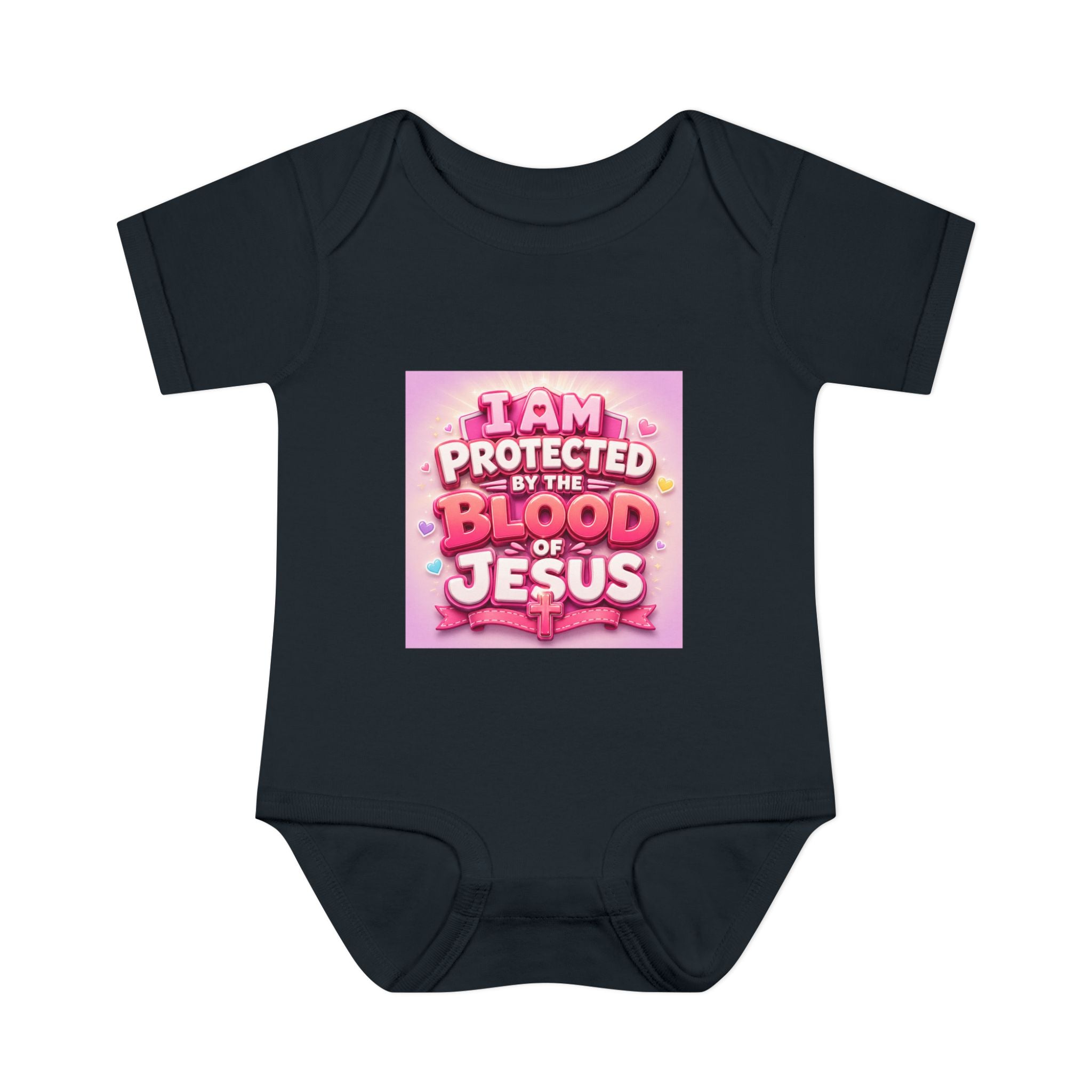 Infant Bodysuit — "I Am Protected by the Blood of Jesus" Pink Faith Baby Onesie