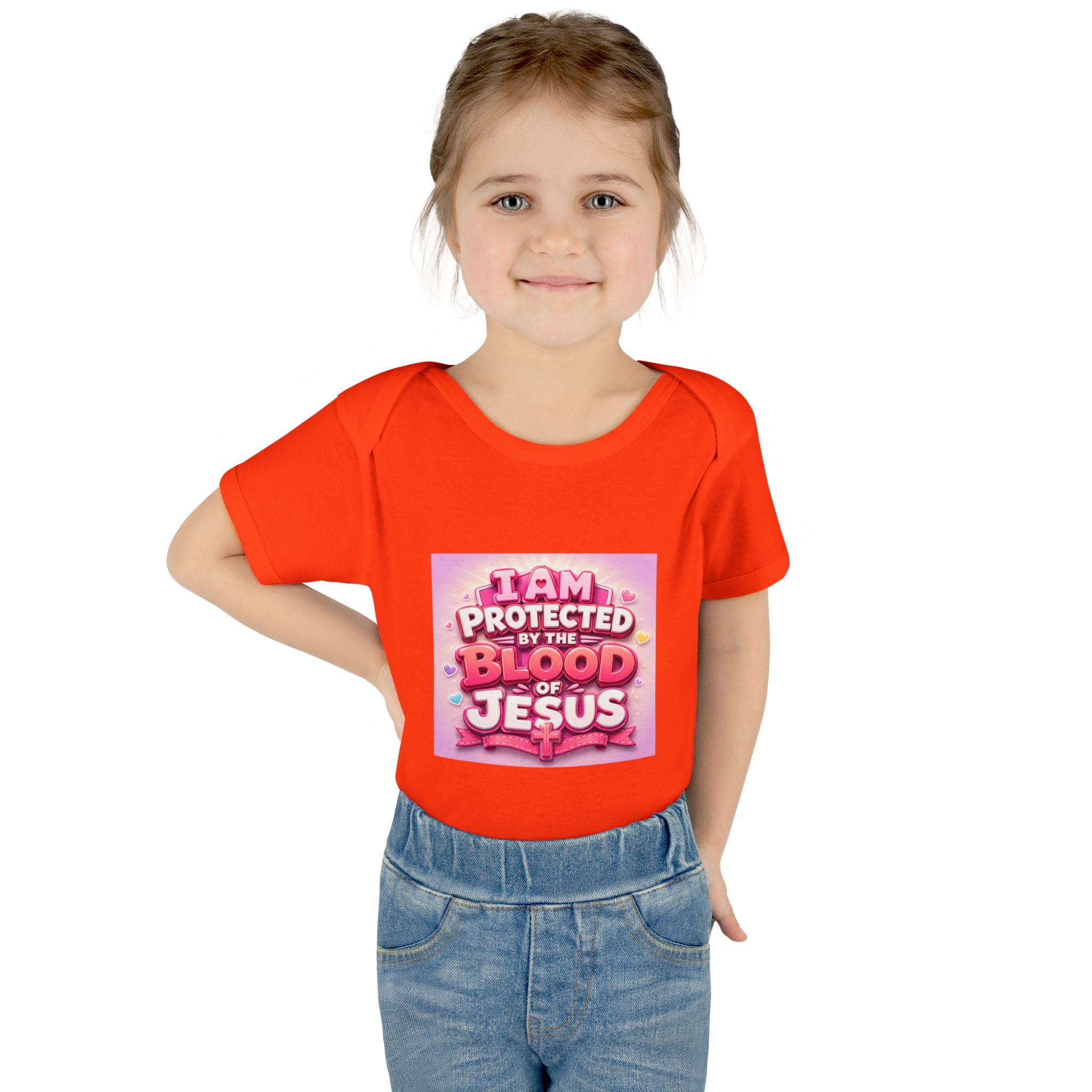 Infant Bodysuit — "I Am Protected by the Blood of Jesus" Pink Faith Baby Onesie