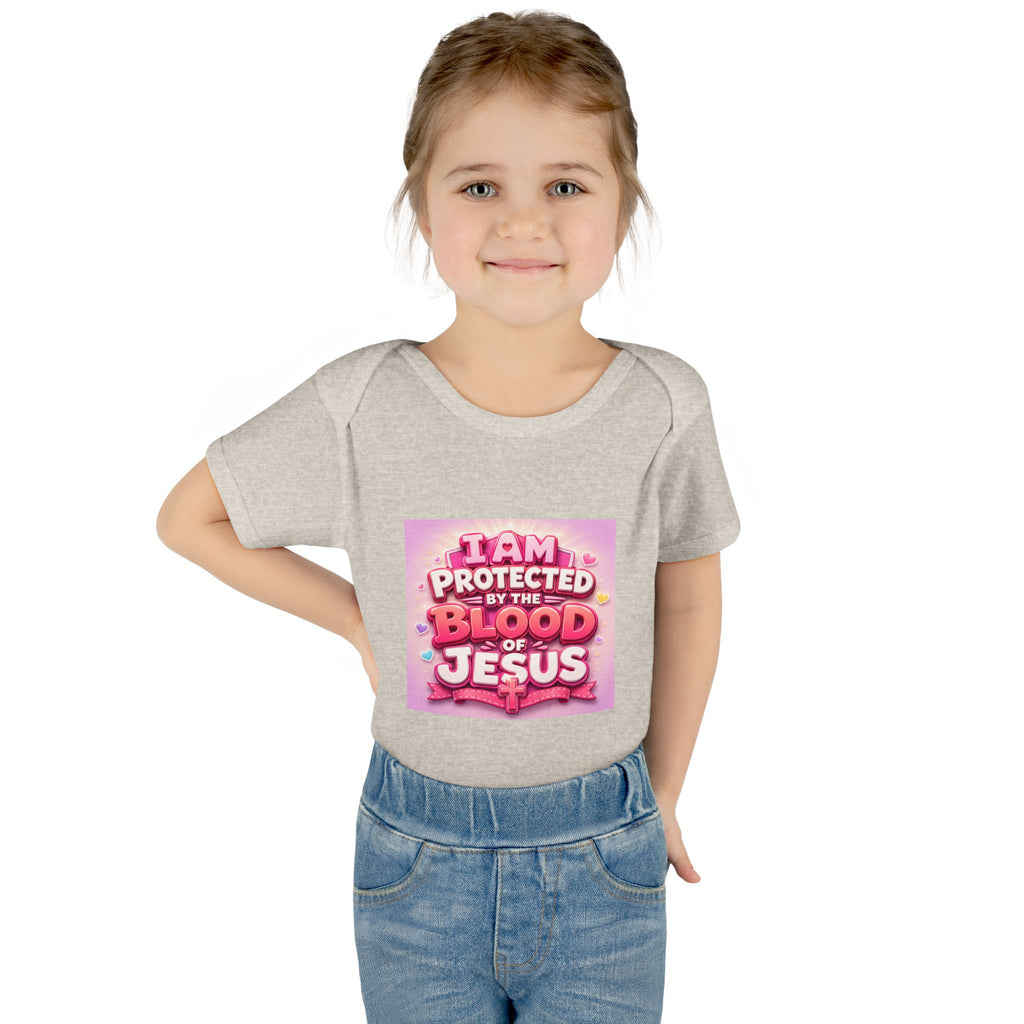 Infant Bodysuit — "I Am Protected by the Blood of Jesus" Pink Faith Baby Onesie