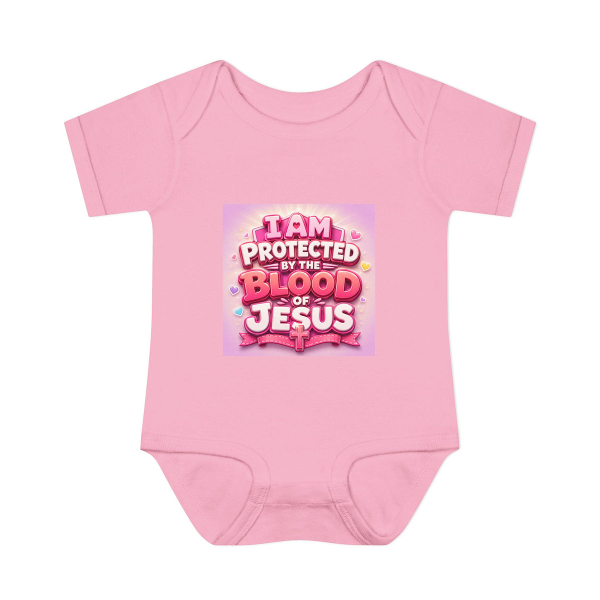Infant Bodysuit — "I Am Protected by the Blood of Jesus" Pink Faith Baby Onesie
