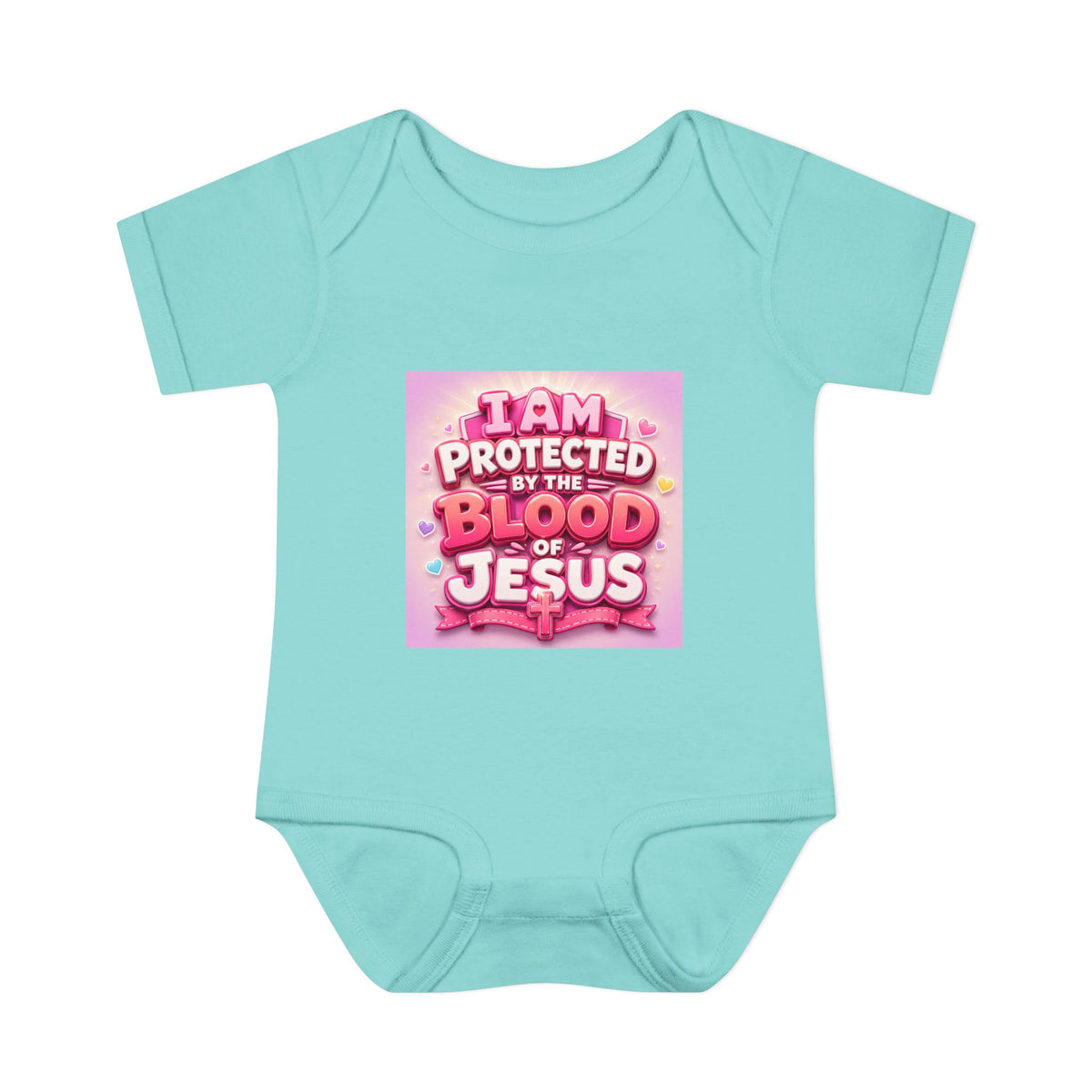 Infant Bodysuit — "I Am Protected by the Blood of Jesus" Pink Faith Baby Onesie
