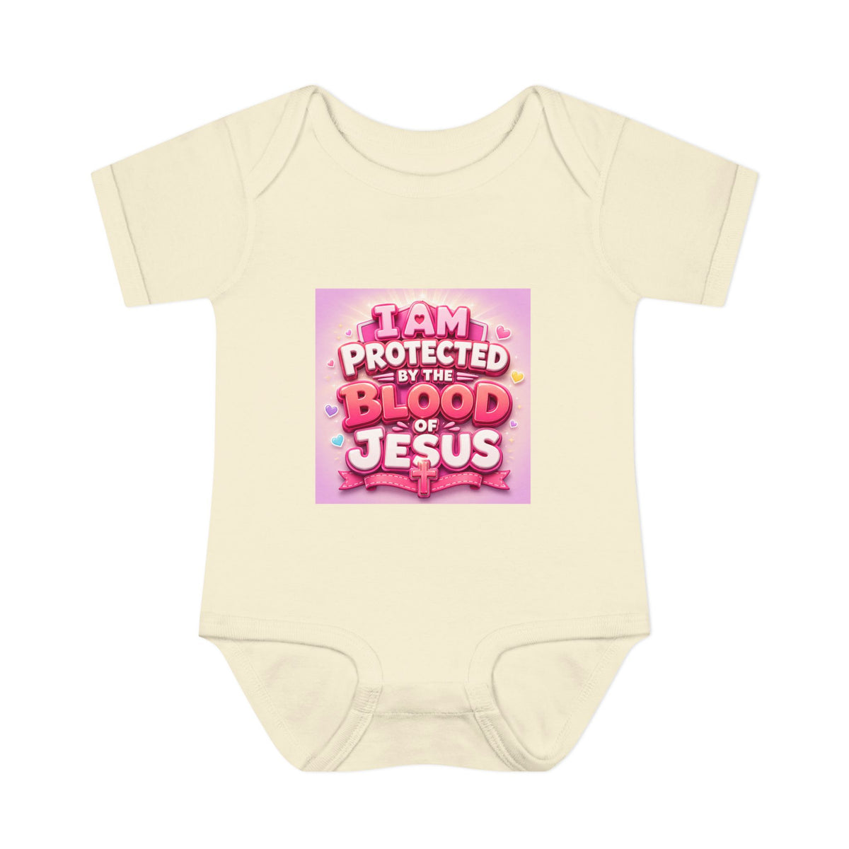 Infant Bodysuit — "I Am Protected by the Blood of Jesus" Pink Faith Baby Onesie