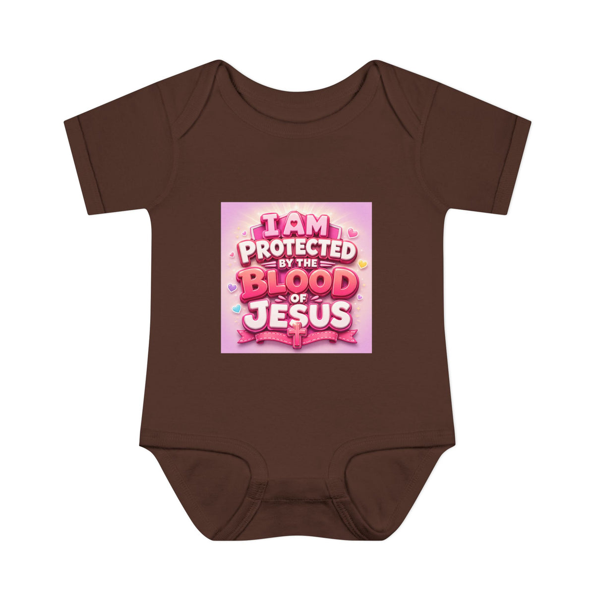 Infant Bodysuit — "I Am Protected by the Blood of Jesus" Pink Faith Baby Onesie