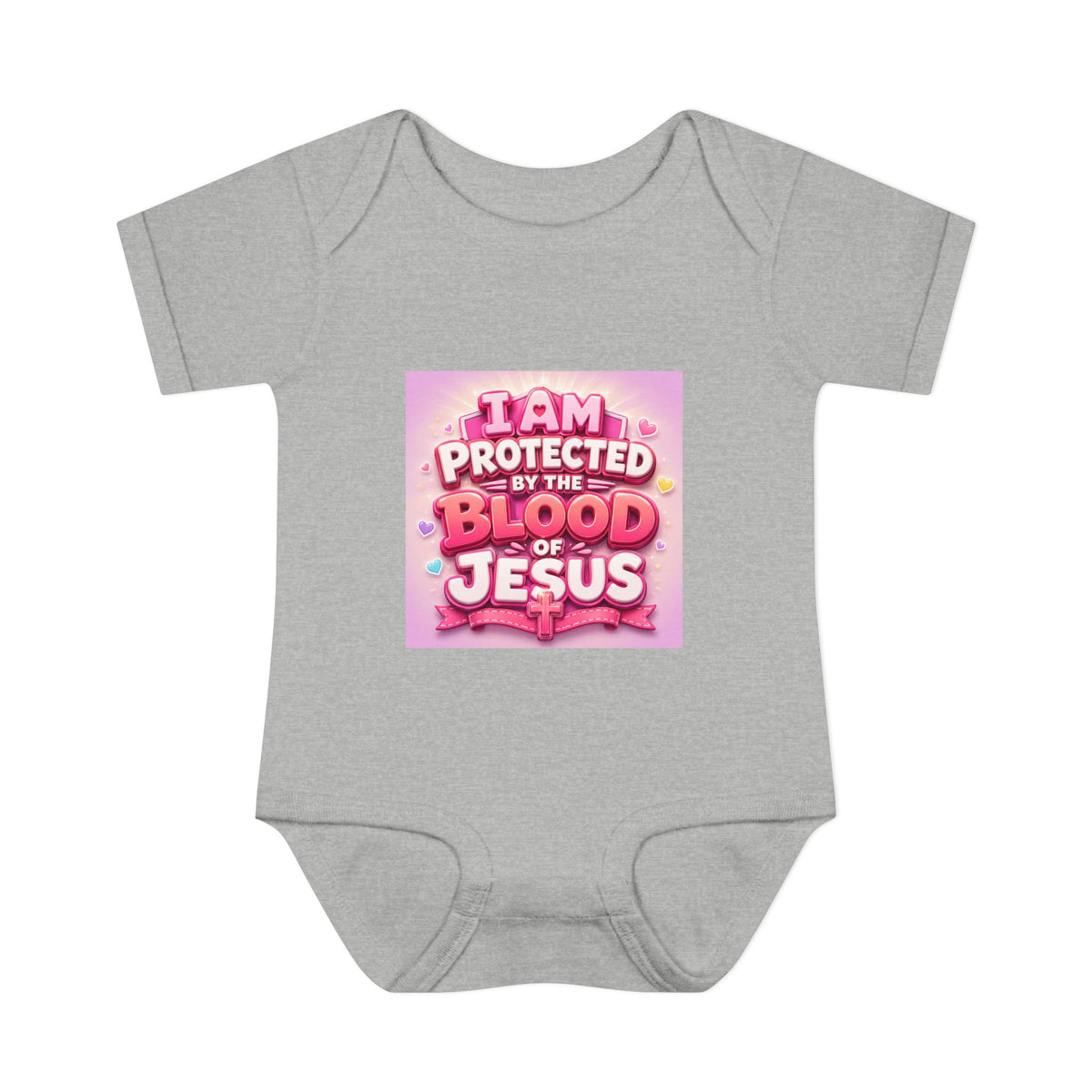 Infant Bodysuit — "I Am Protected by the Blood of Jesus" Pink Faith Baby Onesie