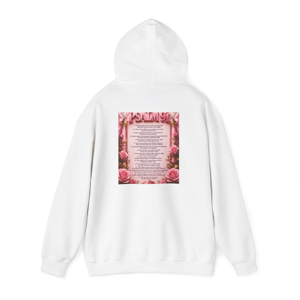 Psalm 91 Hoodie — Pink Floral Protective Prayer Sweatshirt