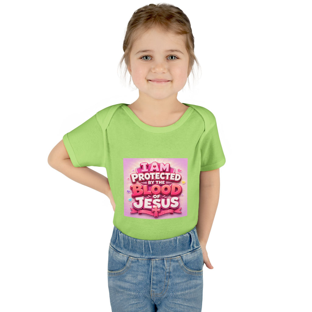 Infant Bodysuit — "I Am Protected by the Blood of Jesus" Pink Faith Baby Onesie