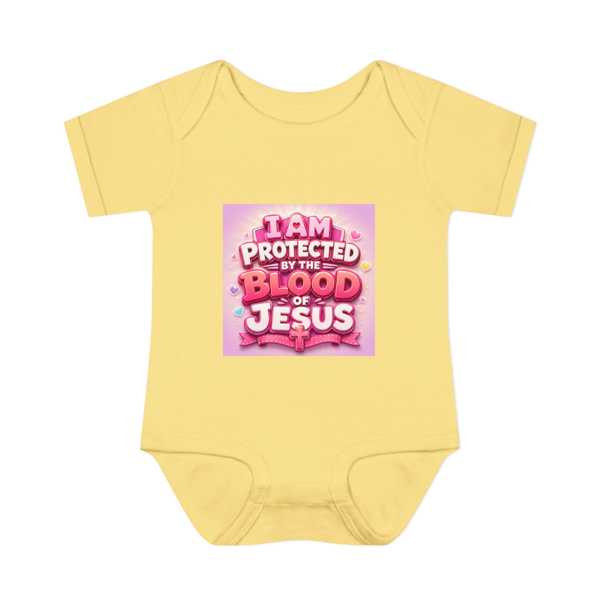 Infant Bodysuit — "I Am Protected by the Blood of Jesus" Pink Faith Baby Onesie
