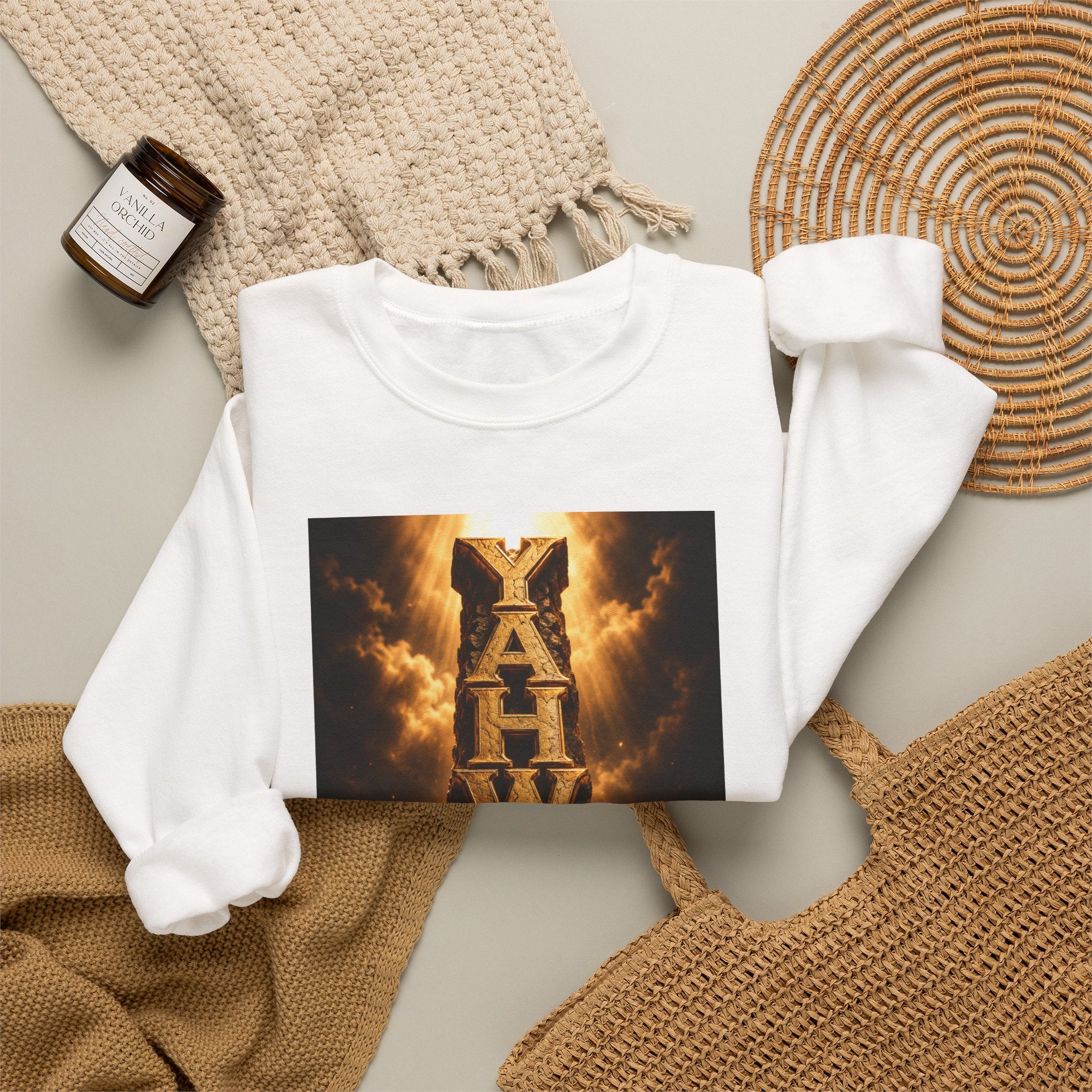 Yahweh Cloudscape Crewneck Sweatshirt — Religious Inspirational Graphic Sweatshirt