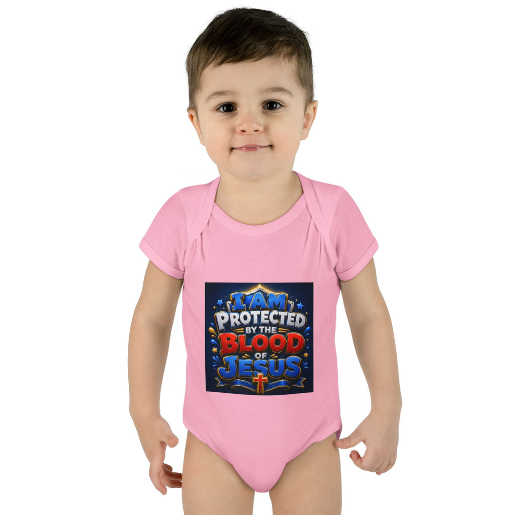 Infant Bodysuit - "I Am Protected by the Blood of Jesus" Christian Baby Onesie, Religious Newborn Gift