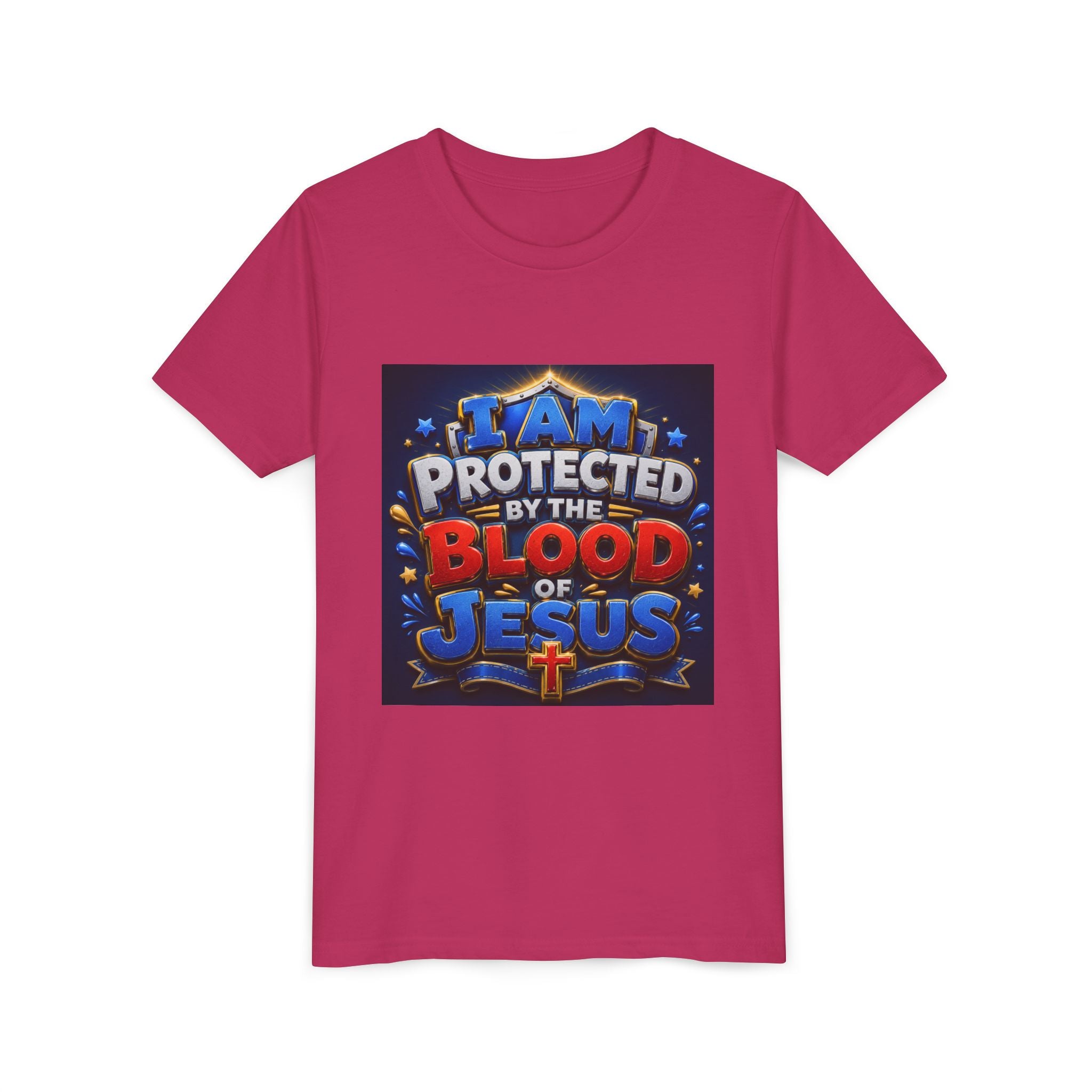 Youth Tee - "I Am Protected by the Blood of Jesus" Christian Kids T-Shirt