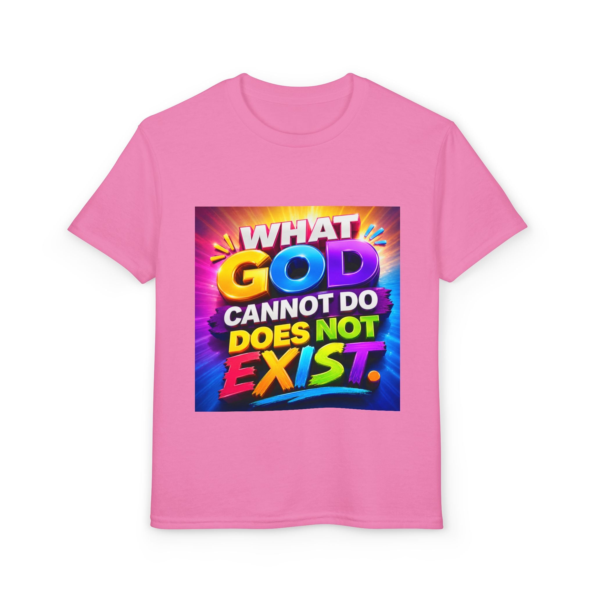 Youth T-Shirt — "What God Cannot Do Does Not Exist" Colorful Faith Graphic