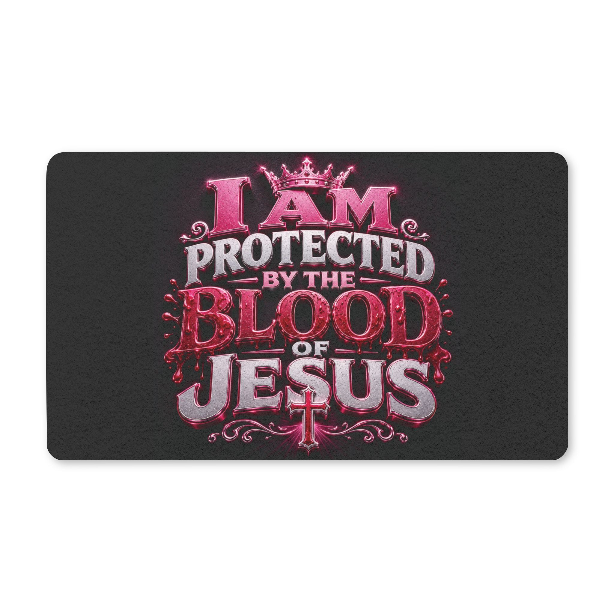 Doormat - "I Am Protected by the Blood of Jesus" Christian Welcome Mat