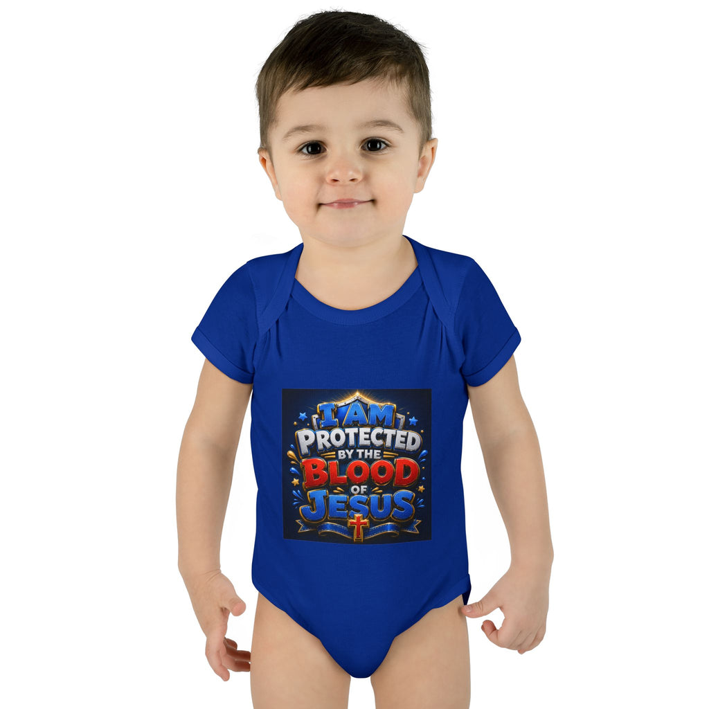 Infant Bodysuit - "I Am Protected by the Blood of Jesus" Christian Baby Onesie, Religious Newborn Gift
