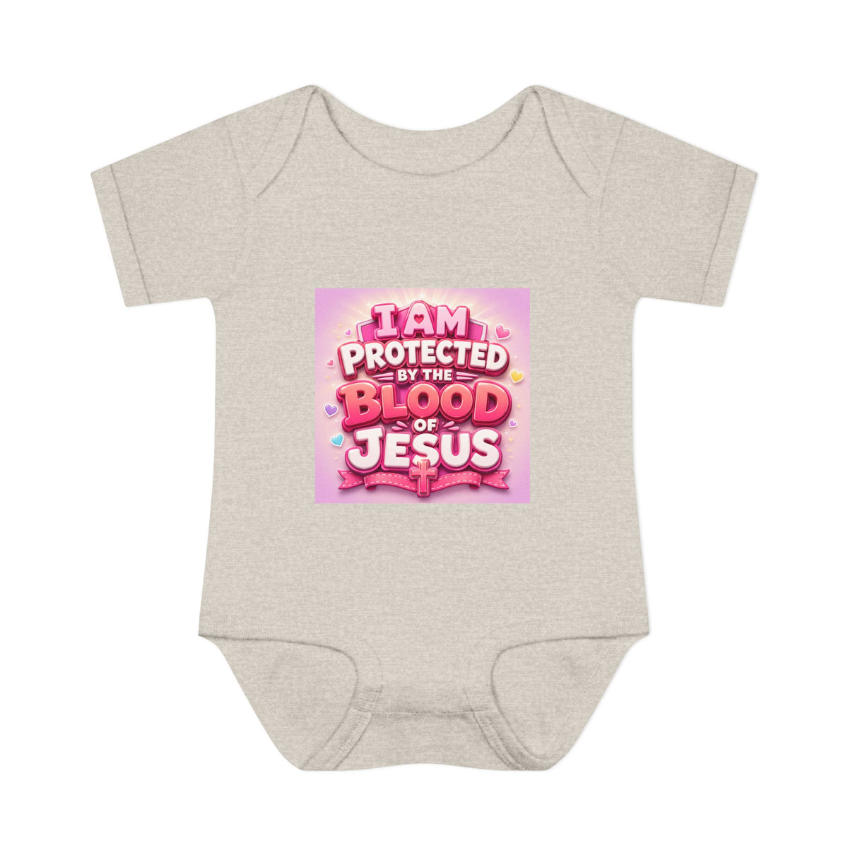 Infant Bodysuit — "I Am Protected by the Blood of Jesus" Pink Faith Baby Onesie