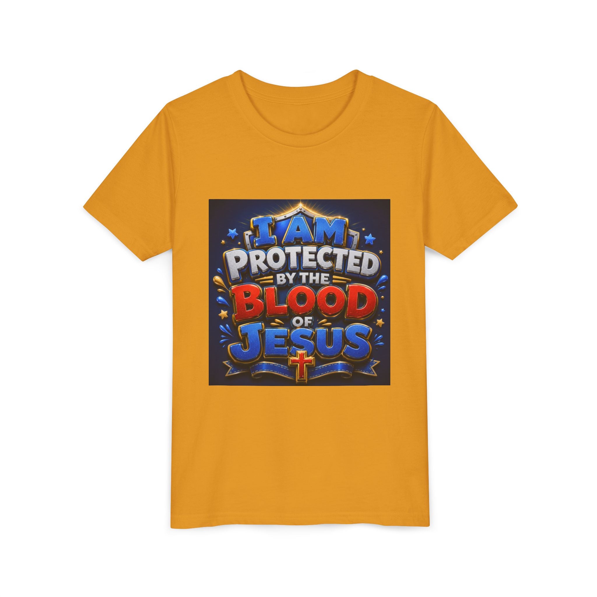 Youth Tee - "I Am Protected by the Blood of Jesus" Christian Kids T-Shirt