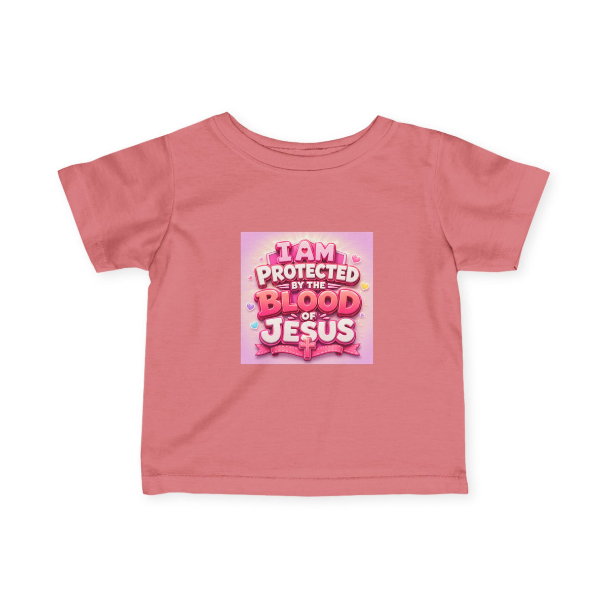 Infant Tee — "I Am Protected by the Blood of Jesus" Pink Christian Baby Shirt