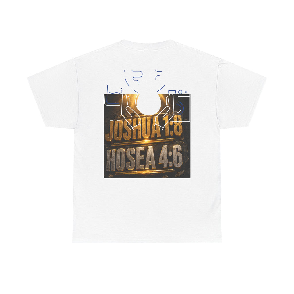 Christian Faith T-Shirt — "An Ignorant or Comfortable Believer is a Defeated Believer" with Joshua 1:8 & Hosea 4:6