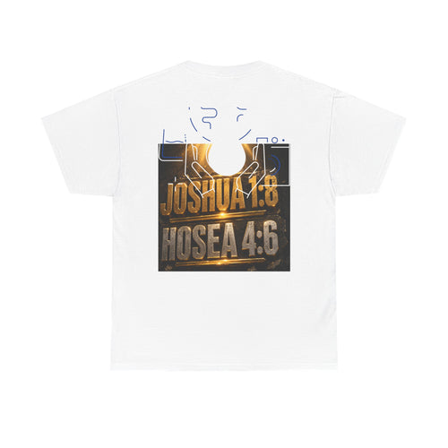 Christian Faith T-Shirt — "An Ignorant or Comfortable Believer is a Defeated Believer" with Joshua 1:8 & Hosea 4:6