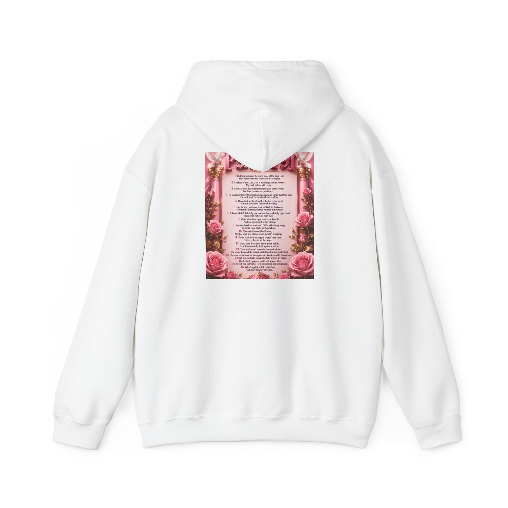 Psalm 91 Hoodie — Pink Floral Protective Prayer Sweatshirt