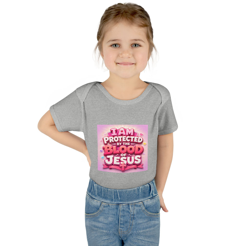 Infant Bodysuit — "I Am Protected by the Blood of Jesus" Pink Faith Baby Onesie