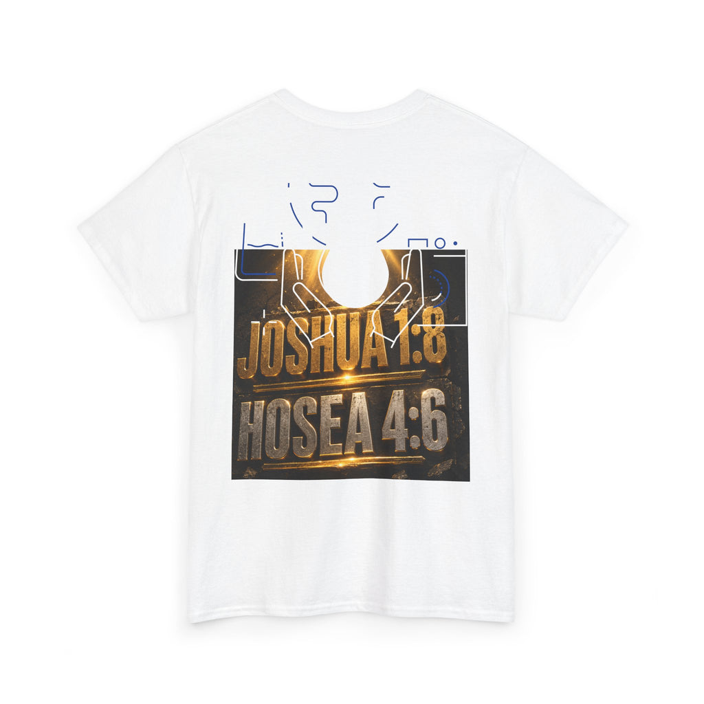 Christian Faith T-Shirt — "An Ignorant or Comfortable Believer is a Defeated Believer" with Joshua 1:8 & Hosea 4:6