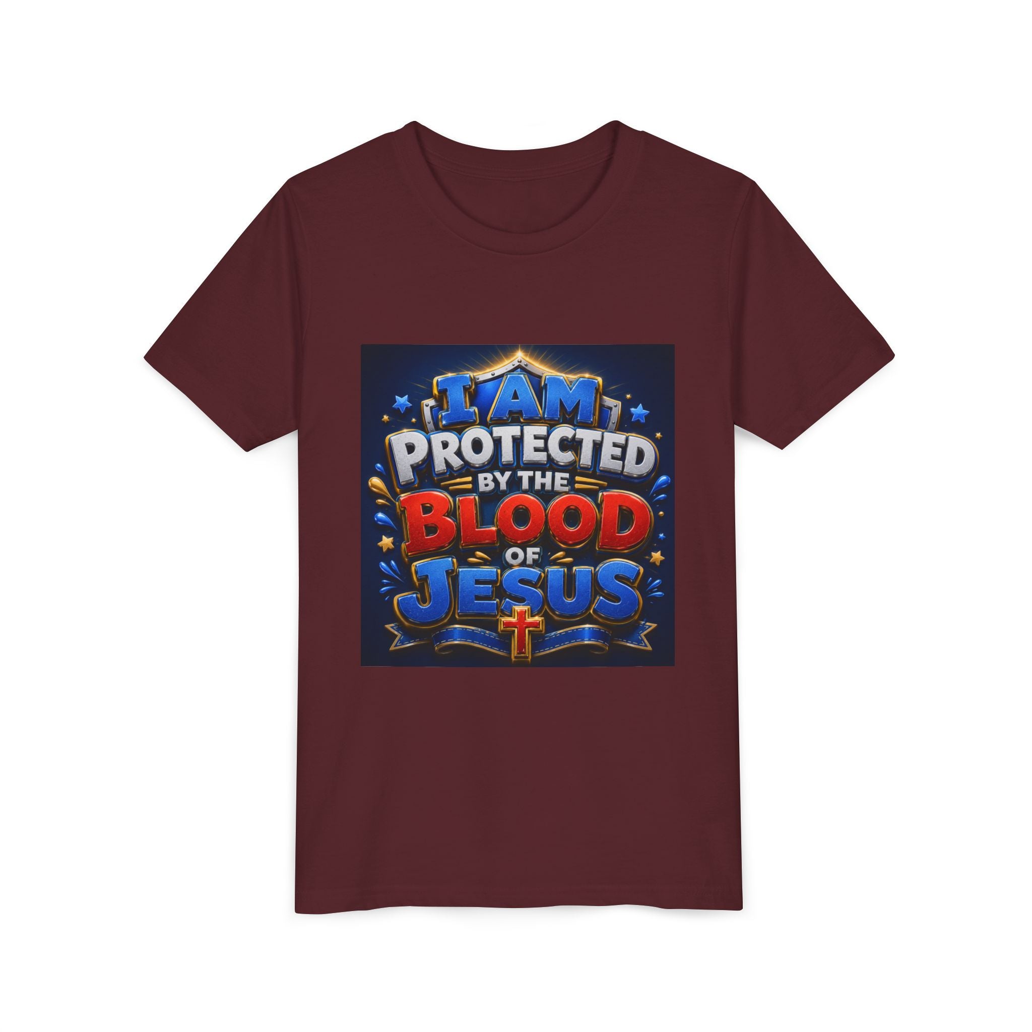 Youth Tee - "I Am Protected by the Blood of Jesus" Christian Kids T-Shirt