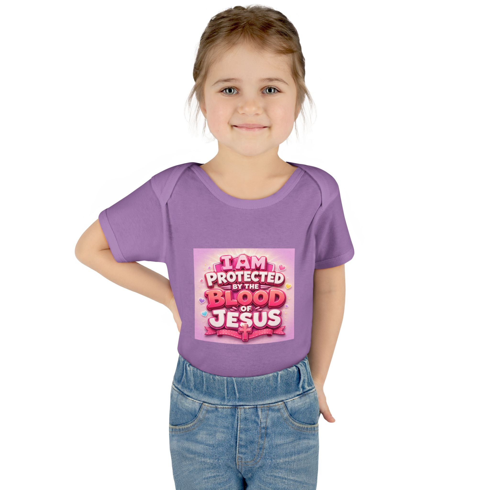 Infant Bodysuit — "I Am Protected by the Blood of Jesus" Pink Faith Baby Onesie