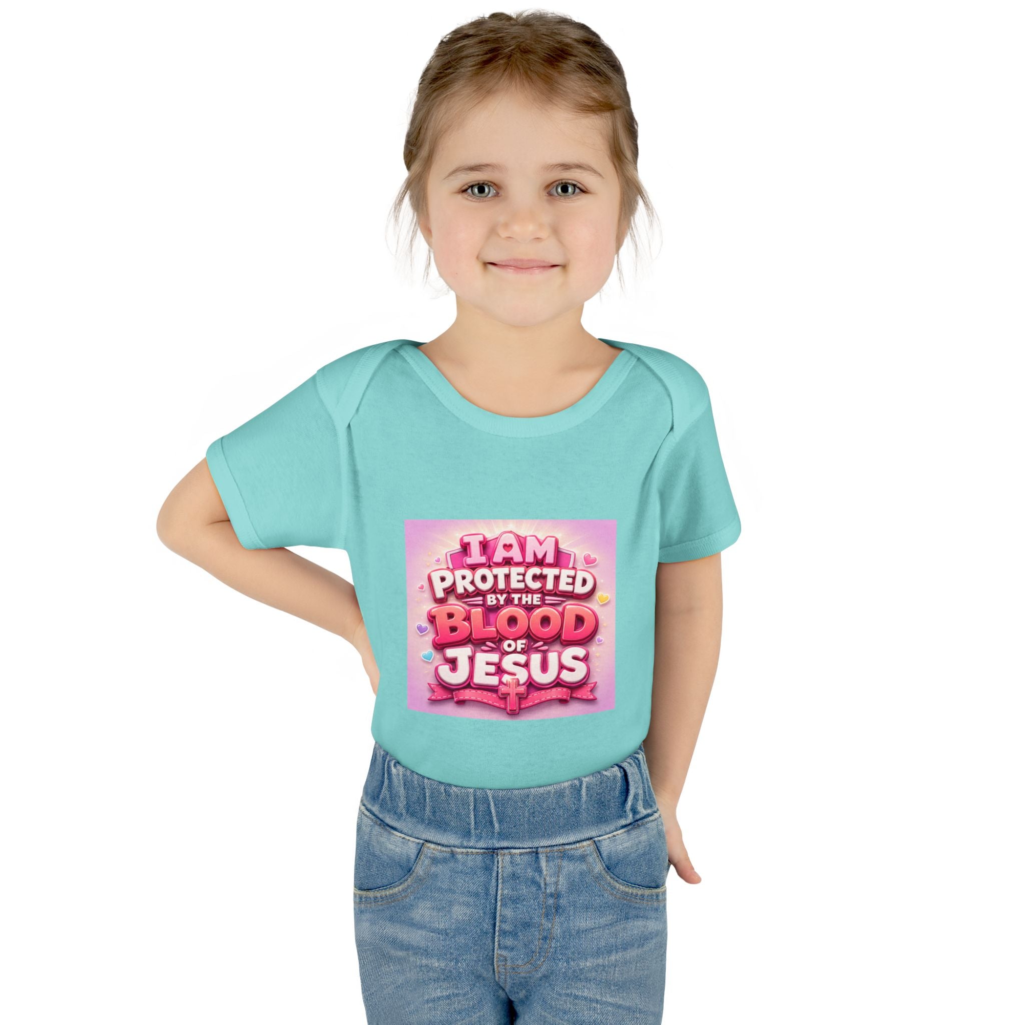 Infant Bodysuit — "I Am Protected by the Blood of Jesus" Pink Faith Baby Onesie